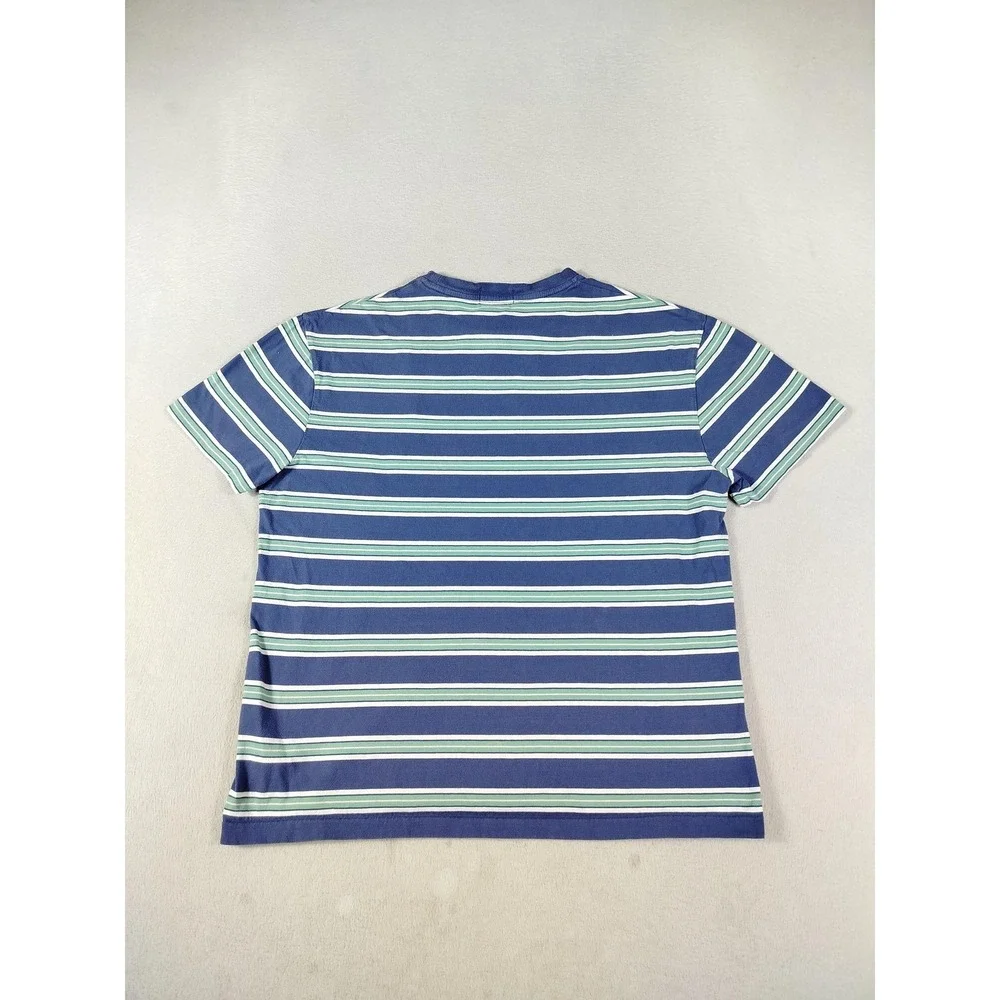 Polo Ralph Lauren Shirt Mens Medium Blue Striped Classic Fit Logo Tee Preppy